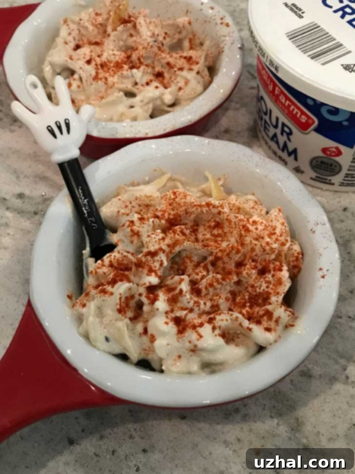 Creamy Hungarian Noodle Casserole in a baking dish, ready for the oven