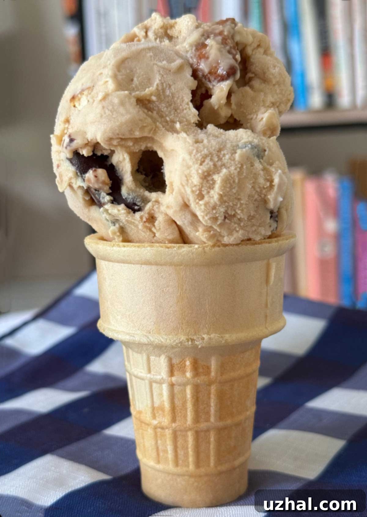 Easy Peanut Butter Ice Cream with Chocolate Covered Peanut Butter Filled Pretzels.