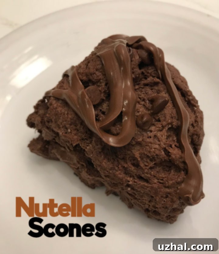 Freshly baked Nutella Scones on a cooling rack