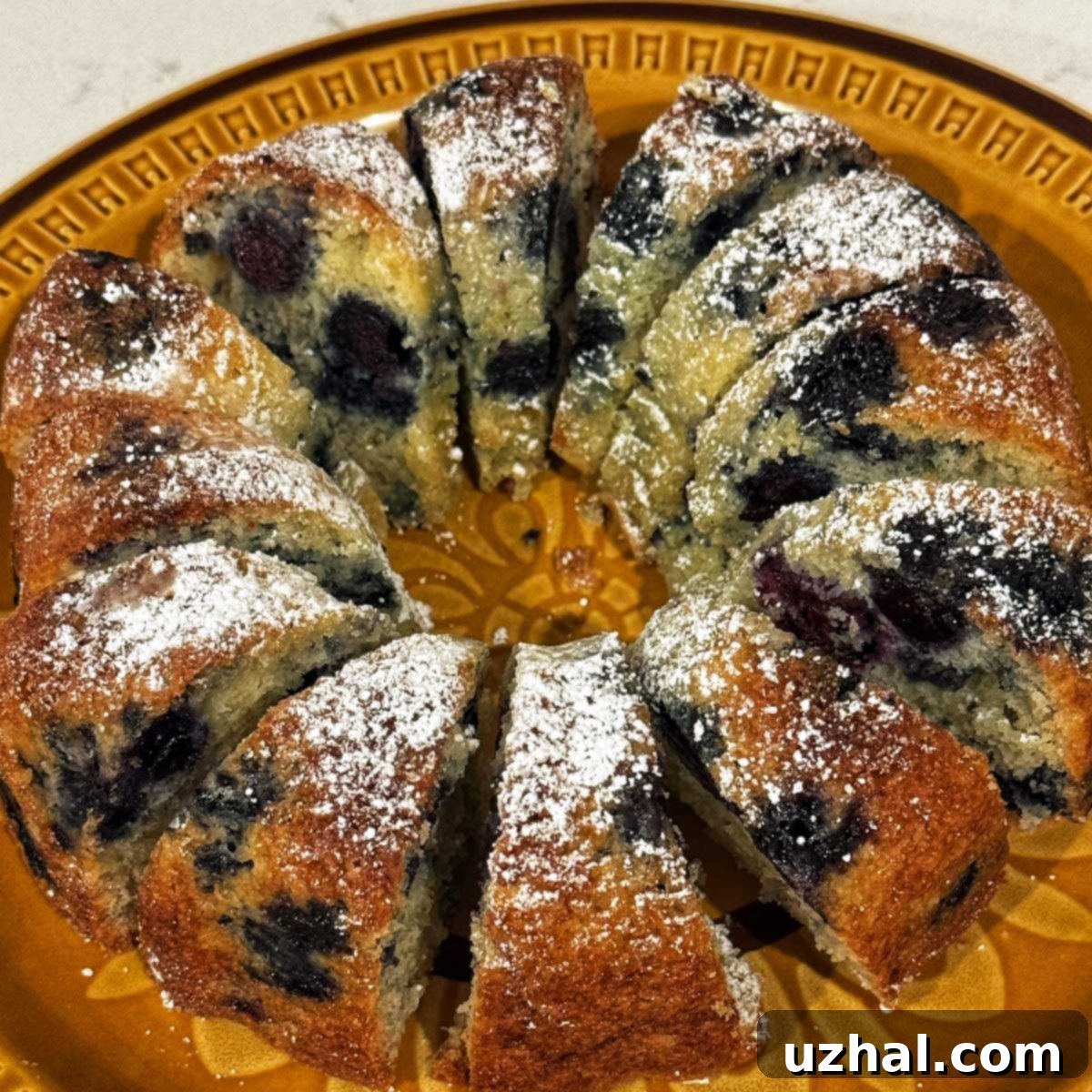 Blueberry Buttermilk Bundt Cake in a 6 cup Bundt pan