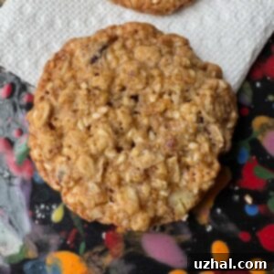 Delicious Oat, Sesame, Flaxseed Cookies arranged on a cooling rack, golden and ready to eat.