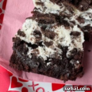 Crumble Oreo Brownies Copycat recipe using Ghirardelli brownie mix, showcasing the finished product.