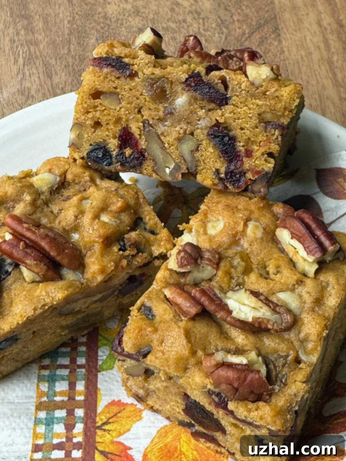 Fruity Nutty Pumpkin Bars 2 Rich and flavorful Fruit and Nut Pumpkin Bars recipe, perfect for fall
