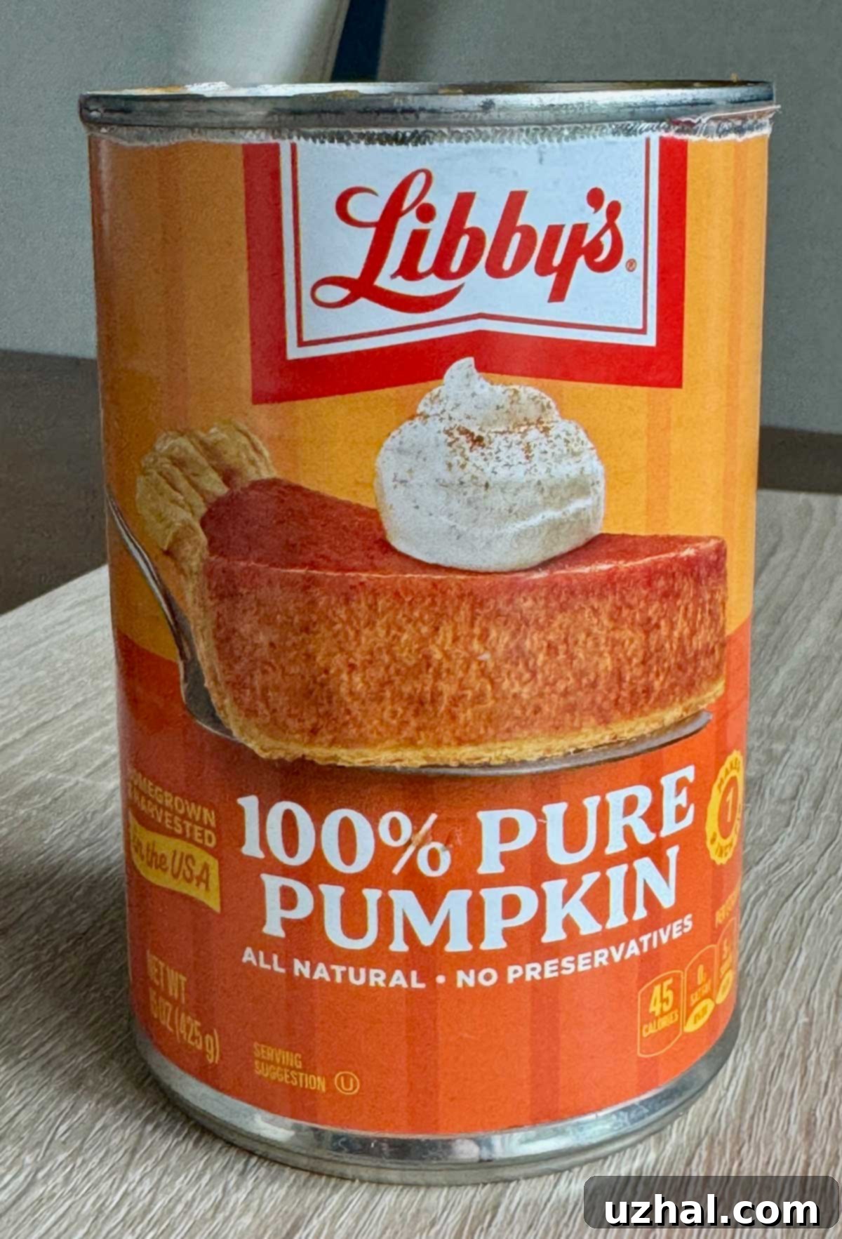Fruity Nutty Pumpkin Bars 3 A can of Libby's brand pumpkin for pumpkin bars recipe, emphasizing quality ingredients