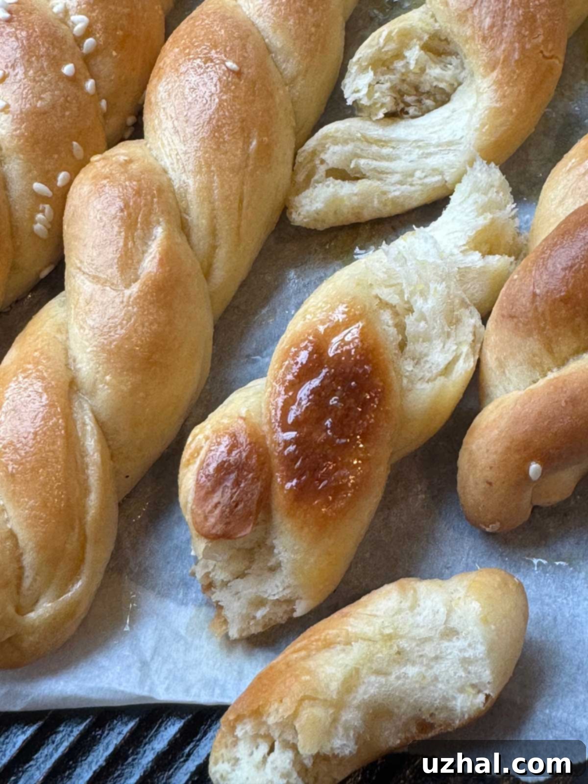 Cornbread Twists Breadsticks made with Jiffy Corn Muffin mix, golden brown and twisted.