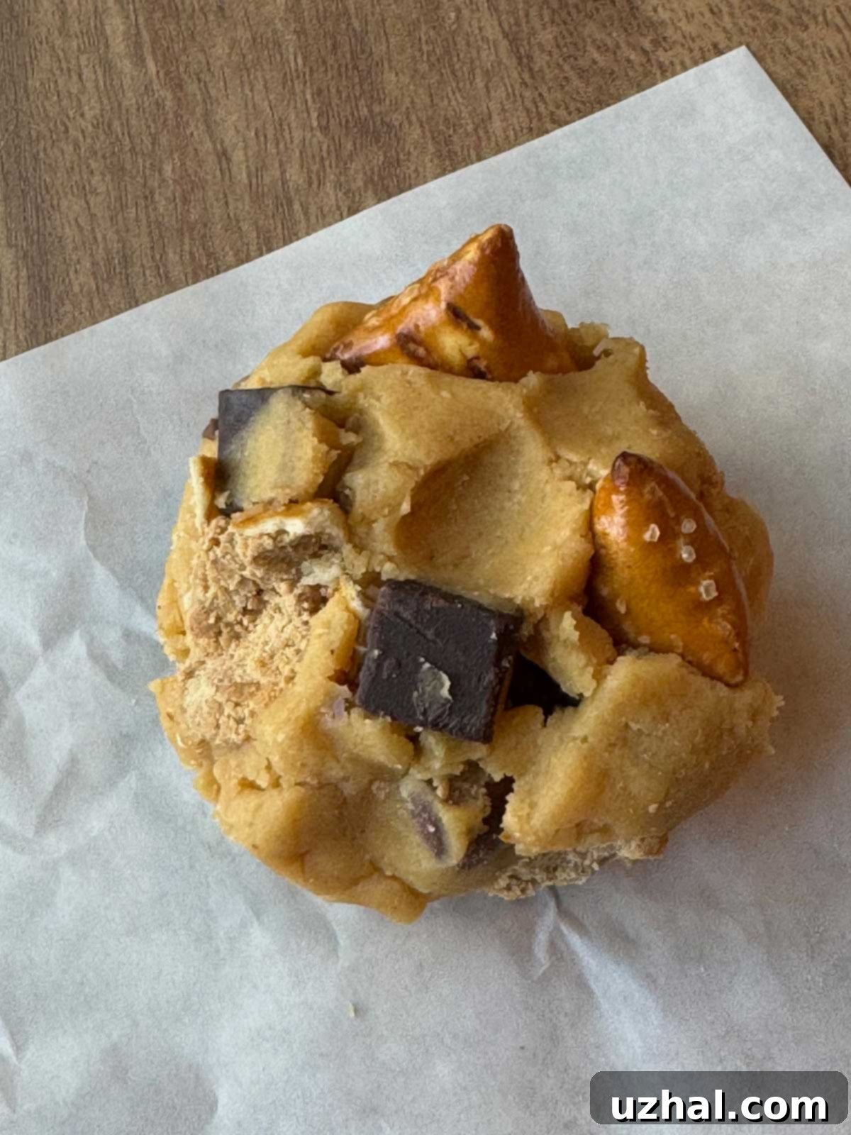 Giant Peanut Butter Pretzel Chocolate Chip Cookies 5 Giant ball of peanut butter chocolate chunk pretzel cookie dough.