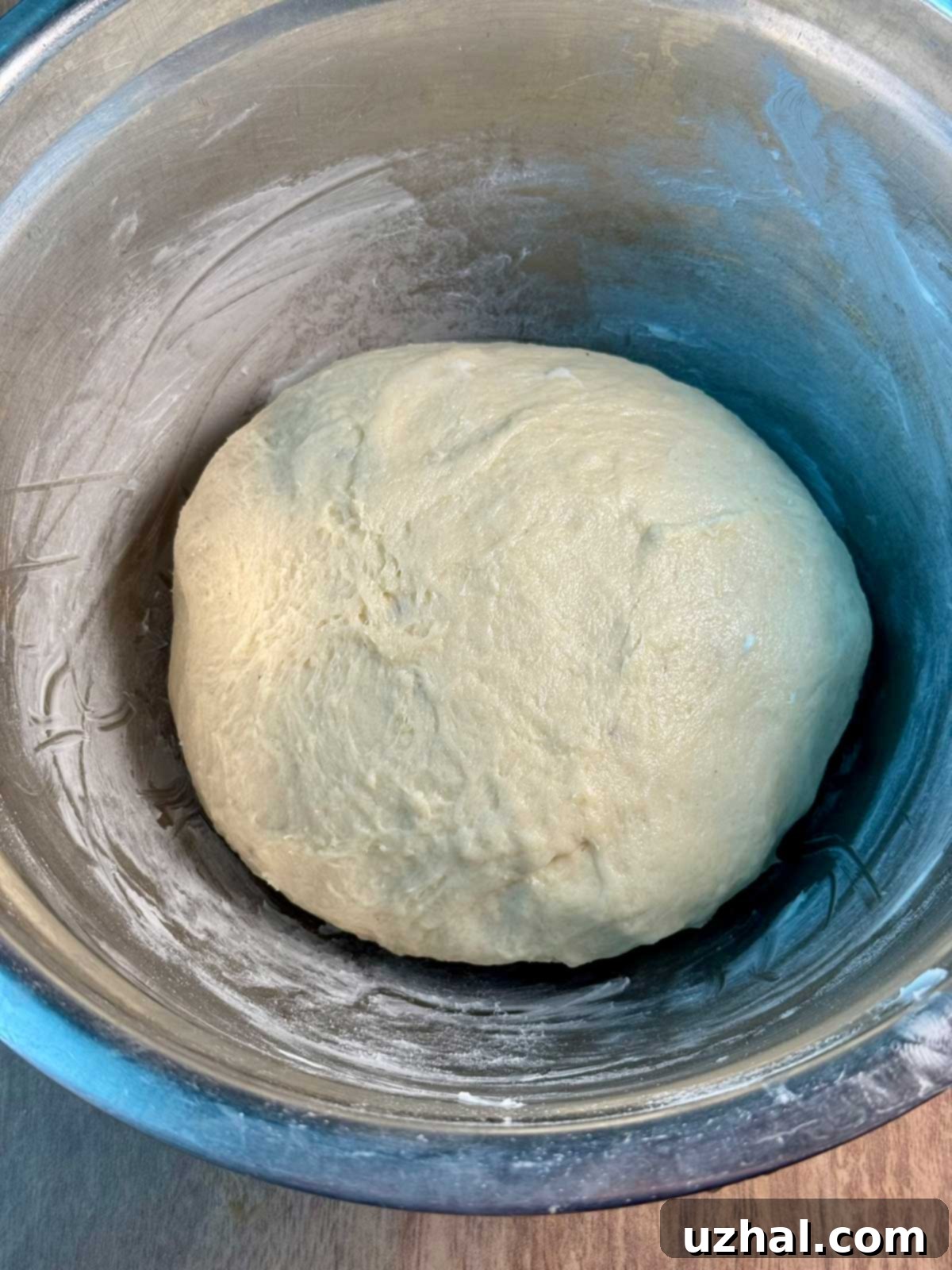 Mashed Potato Magic: Bread Reinvented 3 Mashed potato bread dough in a greased bowl ready to rise.