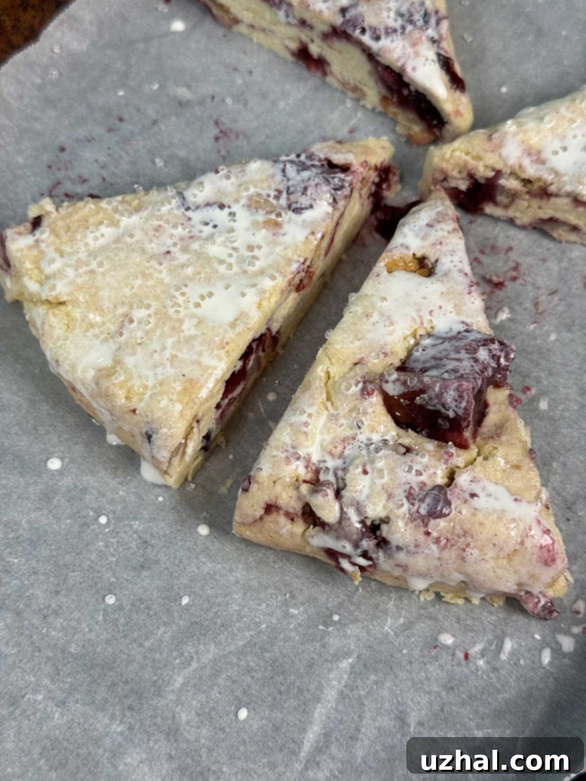 Frozen Fruit Pie Scones dough cut into triangles