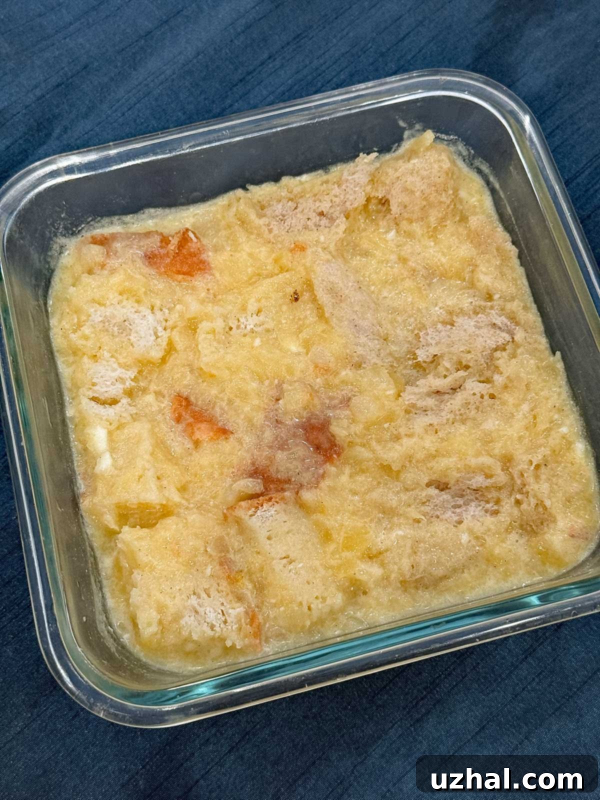 Unbaked pineapple bread pudding